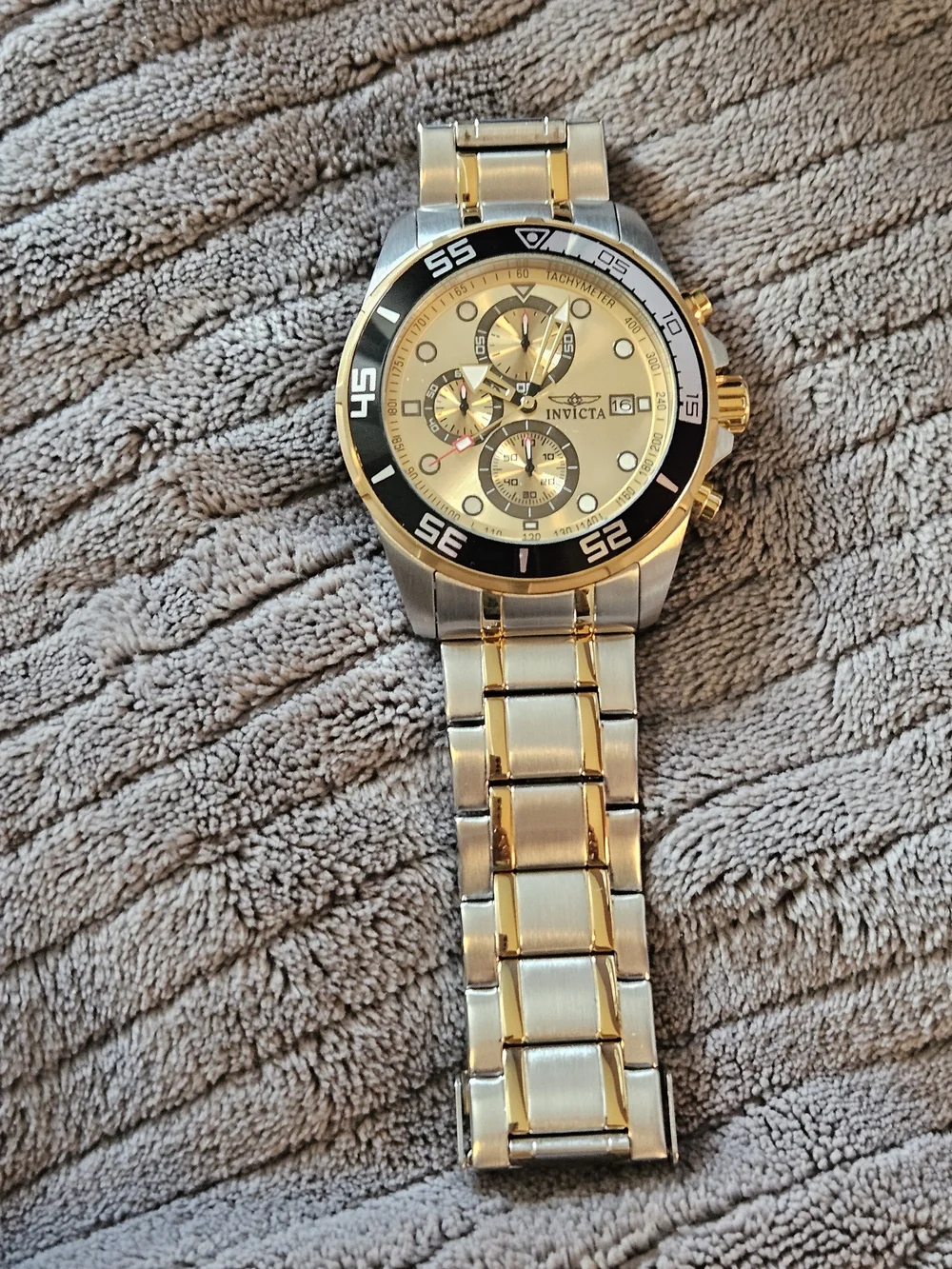 Invicta Gold and Black Two-Tone Chronograph Watch